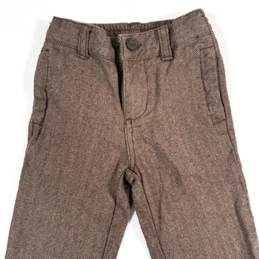 GYMBOREE‎ Baby Brown Herringbone Woven Pants 6-12 Months Classic Tailored Style